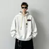 Moletom com capuz masculino, estilo outono e inverno, corte solto, blusa casual da moda, forrado com fleece e espesso, jaqueta de inverno para adolescentes