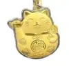 Chaveiro Gato da Sorte com Folha de Ouro 999 e Peça de Ouro, Pingente para Celular, Placa de Ouro, Lembrança para Evento Corporativo, Presente Cultural e Criativo