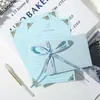 Conjunto de Papel de Carta e Envelope com Estampagem a Quente Rosa Azul Carta de Amor Dia dos Namorados Flor Rosa Metálica Fecho de Coração Envelope Perolado