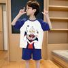 Pijamas de verano para niños, con dibujos animados, cuello redondo, manga corta, pantalones cortos, ropa de verano con aire acondicionado, ropa de hogar para niños pequeños y medianos.