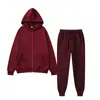 Conjunto de Moletom com Zíper e Capuz para Homens, Cardigan Solto, Calça de Moletom, Cor Sólida, Conjunto Completo, Roupa Esportiva, Atacado