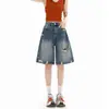 Shorts de mezclilla de moda estilo americano, lavados, rotos, vintage, 2026 verano, shorts deportivos holgados para mujer