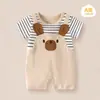 Suministro Transfronterizo de Monos para Bebé, Ropa de Bebé de Algodón Puro de Manga Corta para Verano, Ropa de Gateo de Dibujos Animados para Bebés, Venta Directa de Fábrica