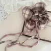 Flor de Cinta a Cuadros Vintage Anillo para el Pelo de Intestino Grande Bola Cuerda para el Pelo Cuerda para el Pelo Banda Elástica