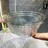 Lavatório transparente de luxo leve com efeito de ondas de água para uso doméstico, lavatório de plástico de boa aparência, bacia de lavanderia espessa para dormitório