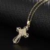 Collar de Suéter Cruz de Moda para Hombres y Mujeres Estilo Ins Zircón Nicho Colgante de Cruz Collar Zircón Cadena Clavícula