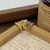 Anillo Abierto de Trébol de Cuatro Hojas Cepillado Vintage Francés Índice Anillo de Flor de Zirconia Diamante de Gama Alta Nicho para Mujeres