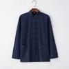Traje Tang de Manga Larga para Hombre de Estilo Chino Chaqueta Juvenil Abrigo Camisa de Algodón y Lino Hanfu Edad Media y Vejez Primavera y Otoño Disfraz de Lino