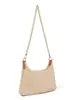 Bolsa Pequena Feminina de Palha Trançada com Corrente de Ombro Único Essencial de Verão para Praia Casual Bolsa Feminina de Alta Qualidade Bolsa de Ombro Único para o Braço
