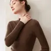 Bai Cai Rong Nuevo Artículo Otoño/Invierno Primera Línea Ropa Lista para Usar Suéter de Punto Canalé 100% Cachemira Ajuste Delgado Prendas de Punto Versátiles