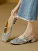 Medias zapatillas de cuero suave tejidas con puntera hueca para mujer 2026 nuevo verano uso exterior tacón grueso suela blanda sandalias mujer versátil
