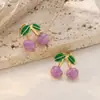 Brincos de Aço Inoxidável 304 Fruta Cereja Banhados a Ouro 18K, Não Desbotam, Exquisitos, Frescos, Versáteis, Brincos da Moda Atacado