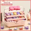 Caja de almacenamiento para accesorios para el cabello de niños, scrunchies, collares, cubierta transparente de gran capacidad, organizador de escritorio por capas, lindo organizador de pinzas para el cabello