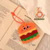 Espelho de Maquiagem de Hambúrguer e Batata Frita Desenho Animado Pingente Portátil Espelho de Retoque HD para Levar Espelho de Maquiagem Mini Fofo para Estudantes