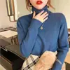 Suéter de Punto de Lana Morado Taro de Cuello Alto Ajustado para Mujer Otoño Invierno Elegante Capa Interior Cuello Voluminoso Suéter de Lana Top Base