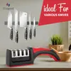Afiladores de Cuchillos para Cuchillos de Cocina Acero Inoxidable 4 en 1 Afilador de Cuchillos de Cocina Kit de Afilado de Cuchillos Ergonómico y Fácil de Usar con Ranuras de Afilado de 4 Etapas