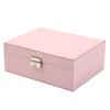 Caja de almacenamiento de pendientes de botón de cuero PU de doble capa para venta al por mayor caja de almacenamiento de joyas caja de joyería de gran capacidad caja para pulseras