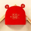 Gorro festivo rojo para bebé recién nacido, gorro fetal sin huesos clase A de doble capa de algodón puro, gorro de protección para puerta halógena de 0 a 3 meses, sombrero para bebé recién nacido