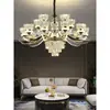 Lustre de Cristal Luminoso para Braço Leve Lâmpada para Sala de Estar Lâmpada Principal Moderna de Luxo Leve Atmosférica Simples Lâmpadas Inteligentes para Villa Zhongshan