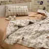 Juego de Cama de Verano de Gasa de Doble Capa con Fibra de Soja, Cuatro Piezas, Lavable a Máquina, Colcha Individual para Dormitorio con Aire Acondicionado