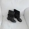 Versión de Piel de Vaca~Botas Vaqueras Estilo Western para Mujer de Media Pantorrilla Arrugadas Apiladas Botas Color Pulido Retro Tacón Grueso Botas Cortas Botas para Pantalón