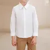 Camisa Blanca de Algodón Nueva para Niños y Niñas Primavera y Otoño 2025 Cuello Camisero Estilo Universitario Manga Larga