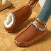 Ante Terciopelo Encaje Color Liso Estilo Étnico Pantuflas de Algodón Hogar Antideslizante Cálido Suela Gruesa Punta Cerrada Interior Suela Suave Zapatos de Algodón
