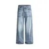 Roupas Masculinas Maple House / Coleção Primavera/Outono 2026 Jeans Americano estilo cleanfit com bigodes pintados à mão, calça longa reta solta em linha A