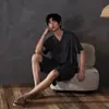 Algodón Modal tipo NubeConjunto de Modal para Primavera y Verano Jacquard Lujo Ligero Pijama de Pareja Ropa de Casa para Hombre Manga Corta