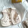 Outono e inverno masculino e feminino roupas infantis colete bebê estrangeiro estilo infantil personalidade na moda desenho animado urso engrossado lã de cordeiro suéter colete