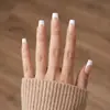 Uñas Vestibles Clásicas Estilo Francés de Gran Venta Transfronteriza, Parches de Uñas Postizas de Color Sólido, Uñas Pre-Fabricadas Vestibles, Venta al por Mayor de Fábrica