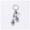 Llavero de Mano del Diablo Más Vendido Transfronterizo Estilo Étnico Retro Ojos Azules Árbol de la Vida Colgante Colgante para Coche y Bolsa