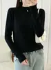 Suéter de punto de cuello medio alto estilo coreano para mujer, nuevo suéter suave de ajuste ceñido para otoño e invierno 2026, elegante top básico