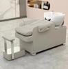 Cama de Lavado para Salones de Belleza Cuidadosamente Seleccionada, Lavabo de Cerámica con Reposapiés y Reposabrazos, Sofá Semi-Reclinable de Peluquería con Masaje