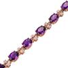 Pulsera de lujo europea y americana de amatista sintética, pulsera de gema de color circonio con incrustaciones de oro de 18 quilates, joyería de plata al por mayor