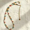 Conjunto de Colar e Pulseira com Pedras Naturais Coloridas, Design Estilo Boho, Levemente Luxuoso e Versátil, Suprimento de Joias Femininas