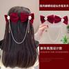 Horquilla de lazo para niños, borla de princesa para bebé, tocado de Año Nuevo 2024, accesorios para el cabello festivos para niñas, Año Nuevo del Dragón para niñas
