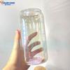 Vaso de Lata de Cerveza de 16 oz Vaso Mason Lata con Tapa de Bambú con Pajita Sublimación Arcoíris en Blanco Lata con Recubrimiento de Vidrio Arcoíris