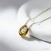 Collar Colgante Geométrico en Forma de U con Perla, Sencillo y Lujoso, para Mujer, Cadena para Clavícula de Acero de Titanio, Accesorio de Moda Versátil y de Alta Gama