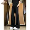 Pantalones de traje de estilo coreano simples de color sólido con pierna curva, fluidos, para hombre, otoño, versátiles, frescos y guapos, sin planchar, tacto de alta gama, microcampana, largos