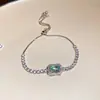 Pulsera de diamantes cuadrados, diseño elegante y moderno de la marca coreana Flu, pulsera delicada y con sentido de la moda, pulsera de celebridades de Internet, recién llegada para mujeres.