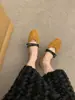 Sapatos Mary Jane Planos de Tira Única Estilo Francês Nova Versão Coreana Primavera e Outono Boca Rasa Sapatos Baixos Femininos Estilo Chanel