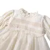 Roupa Infantil Estilo Coreano Primavera e Outono Peça Única Renda Manga Longa Novo Gola Redonda Vestido Romper Estiloso Versátil Roupa para Exterior