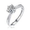 Nuevo anillo de diamante artificial de seis garras, retro europeo y americano, circonita para mujer, flash, diamante, estilo coreano, elegante, lujo ligero, anillo de diamantes completo