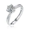 Anillo de Diamante Moissanita Simulada, Corazón Princesa Moda 1 Quilate Anillo de Boda, Anillo Abierto de Nicho Europeo y Americano para Mujer
