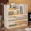 Prateleira de armazenamento de mesa, estante pequena vertical de várias camadas para mesa, armário de armazenamento de arquivos para estação de trabalho de escritório, estante de livros para casa