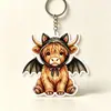 Chaveiro de Vaca das Terras Altas de Halloween Acrílico Fofo Desenho Animado Bezerro Pingente Charme para Bolsa de Festival Estilo Americano