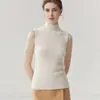 Suéter de Cachemira para Mujer Bai Cai Rong Otoño/Invierno 2026, Sin Mangas, Cuello Semi Alto, Diseño Versátil, Tejido de Lana