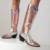 Botas nuevas de otoño e invierno 2023 para mujer, color liso a juego, estilo retro francés, estilo británico, comercio exterior, talla grande, botas western, botas de jinete