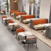 Cafetería Simple, Restaurante, Sofá de Cabina Lateral de Pared, Té de Leche, Postre, Hamburguesa, Snack, Juego de Mesa y Silla para Restaurante de Comida Rápida